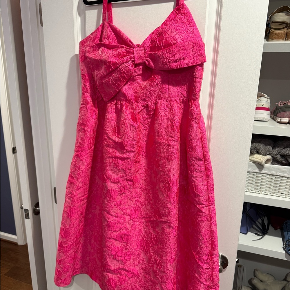 Lilly Pulitzer Vibrant Pink Bow Midi Dress